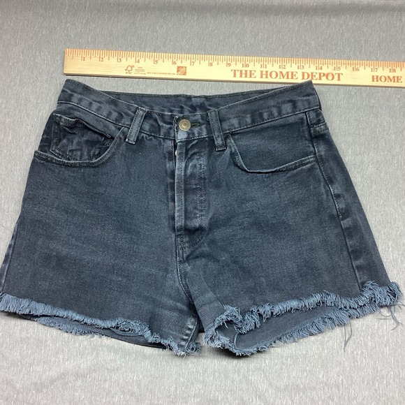 Highness Pants - John Galt High Rise Black Cut Off Frayed Shorts Size 27